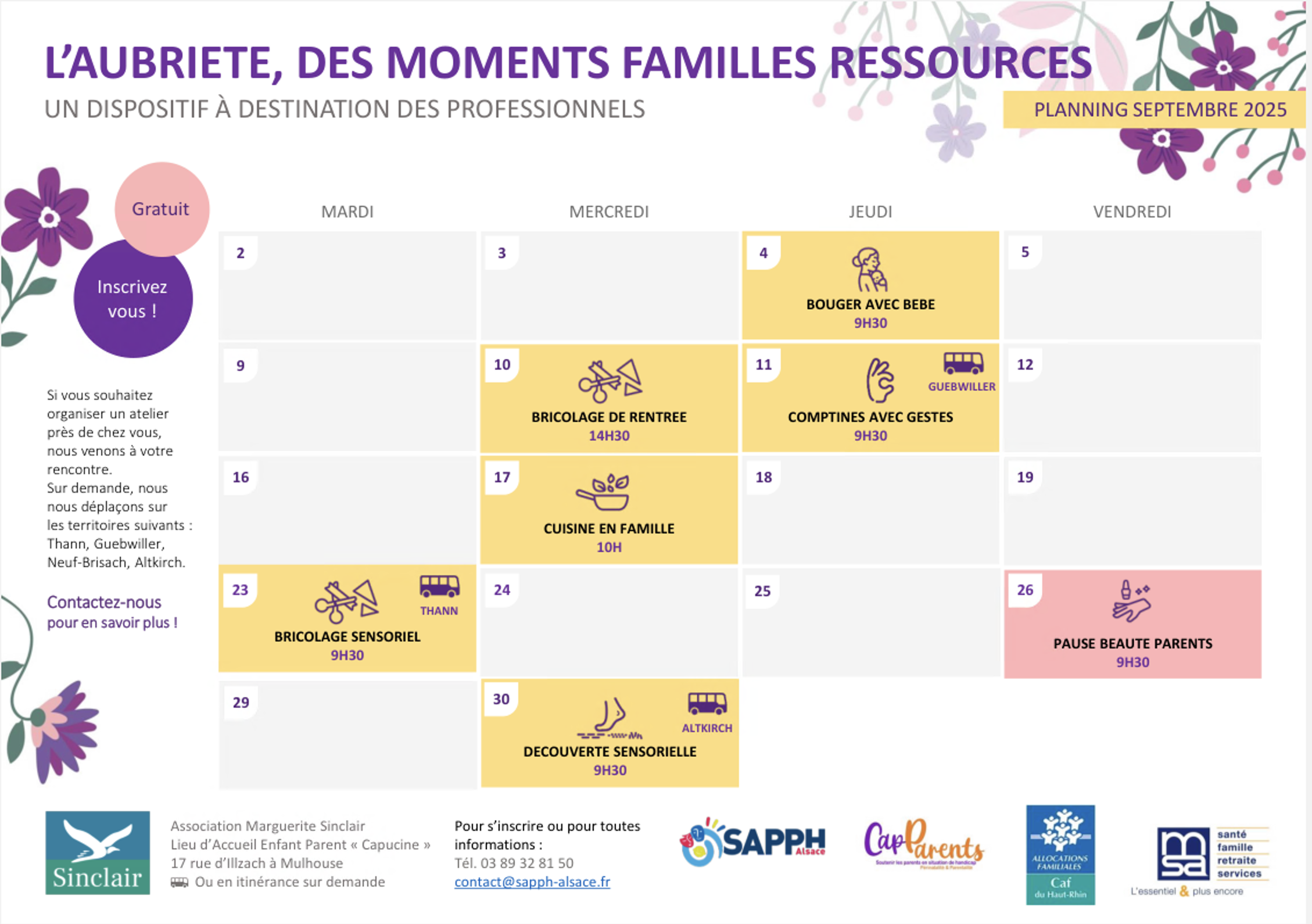 Planning de Septembre 2025 Aubriète